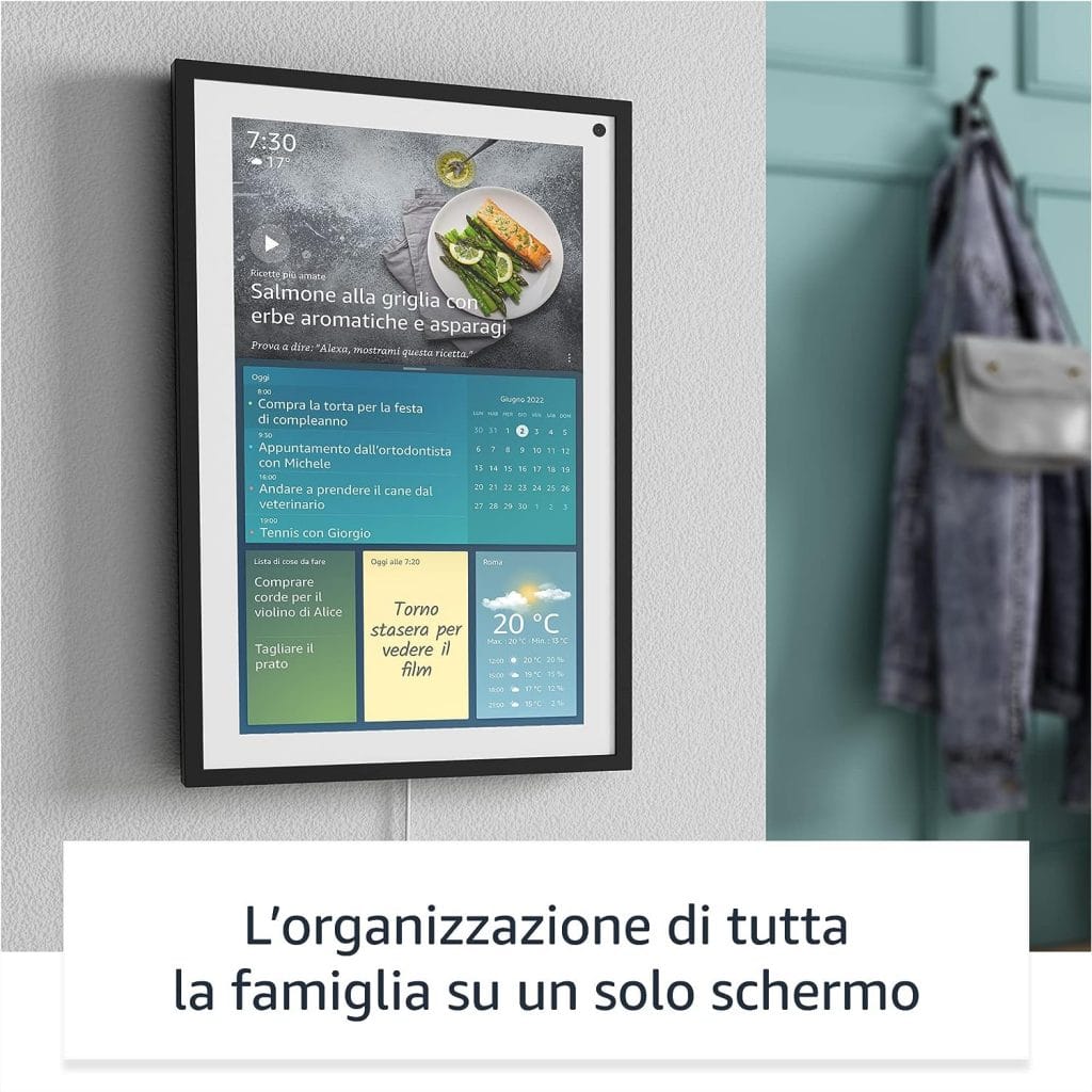 Amazon Echo show 15 per l'organizzazione e l’intrattenimento come idea regalo per appassionato di tecnologia.